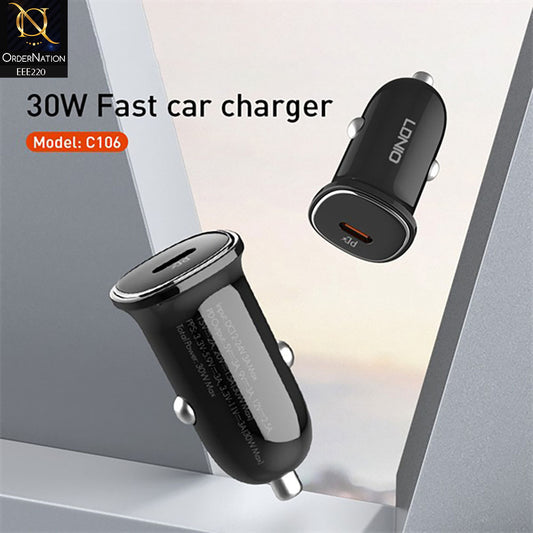 LDNIO 30W Type-C to Type-C PD Super Fast Car charger C106 - Black