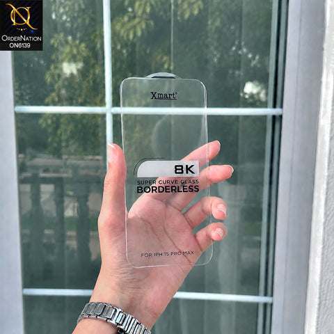 iPhone 15 Pro Max Protector - Transparent - Xmart 8K Tempered Glass Anti Static Screen Protector With Curved Clear Screen Film