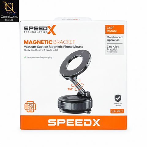 SpeedX SX-M01 Magnetic Car Phone Holder – 360° Rotatable Vacuum Suction Mount, Zinc Alloy Universal Mobile Stand for Dashboard & Windshield