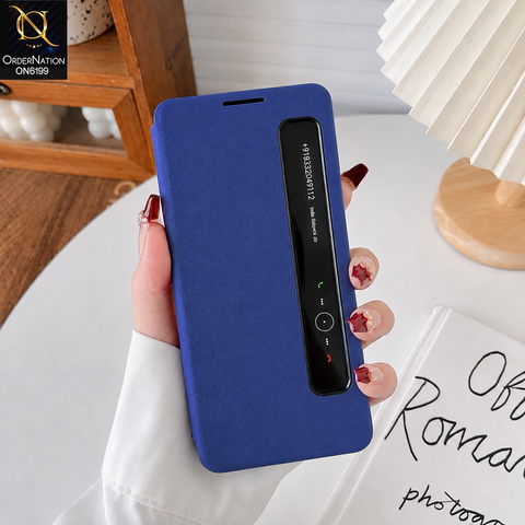 Samsung Galaxy S26 Ultra Cover - Blue - Premium Protective Flip Cover with Smart Display Window and Hands-Free Call Support