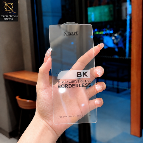 Samsung Galaxy Z Fold 7 Protector - Transparent - Xmart 8K Tempered Glass Anti Static Screen Protector With Curved Clear Screen Film
