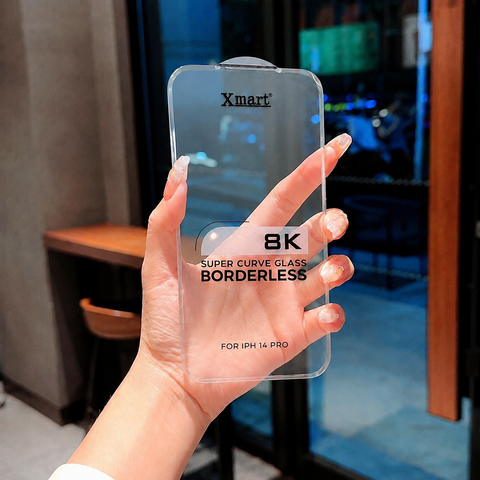 iPhone 14 Pro Protector - Transparent - Xmart 8K Tempered Glass Anti Static Screen Protector With Curved Clear Screen Film