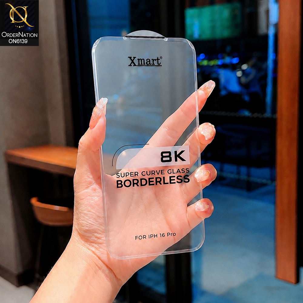 iPhone 16 Pro Protector - Transparent - Xmart 8K Tempered Glass Anti Static Screen Protector With Curved Clear Screen Film