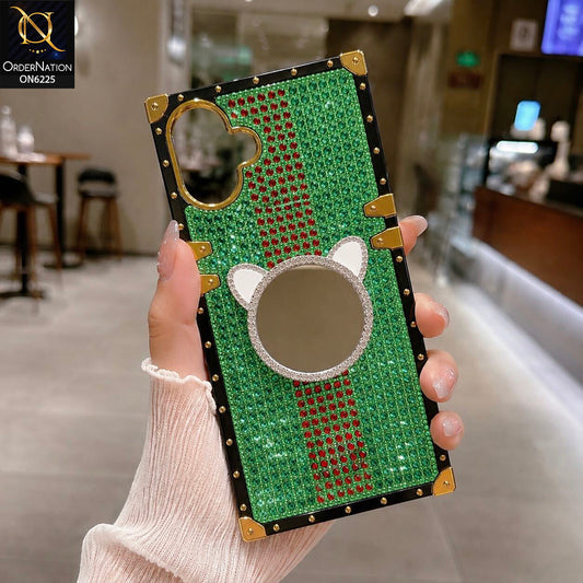 Samsung Galaxy M07 Cover -  Green - New Glamorous Bling Phone Cover with Crystal Animal Design Ring Holder