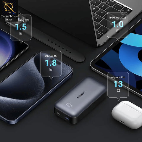 UGreen PB200 20W Two-way Fast Charging Power Bank 10000MAH Type-A And Type-C - Grey