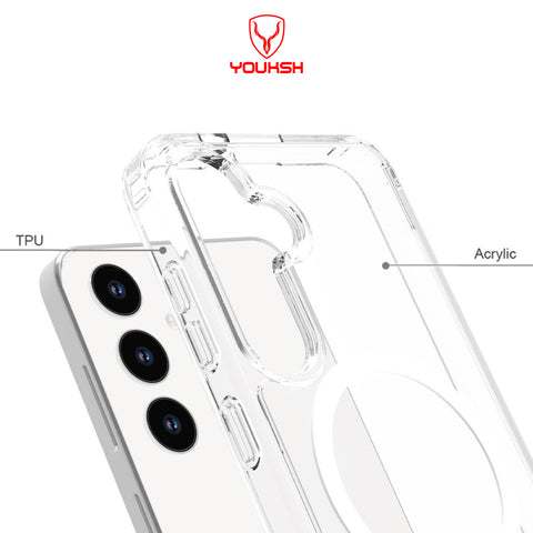 Samsung Galaxy S24 Plus Cover - Transparent - Youksh Magsafe Clear Soft Borders Case