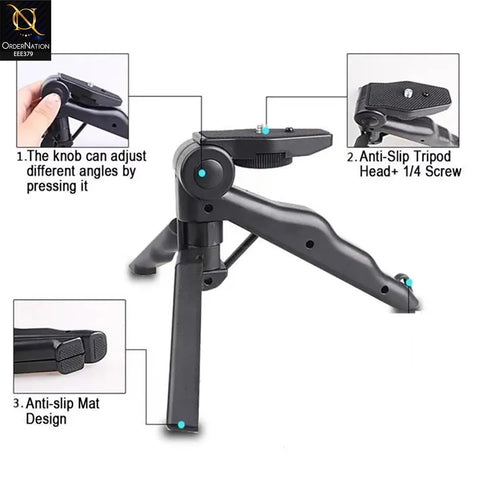 Desktop Mini Tripod Stand with Mobile Holder – Foldable 360° Adjustable Desk Tripod for Phone & Mic, Portable Stand for TikTok, Podcast, Live Streaming & Video Shooting