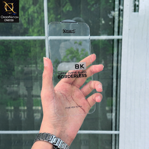 iPhone 16 Pro Protector - Transparent - Xmart 8K Tempered Glass Anti Static Screen Protector With Curved Clear Screen Film