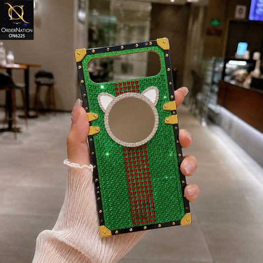 Infinix Smart 10 Plus Cover -  Green - New Glamorous Bling Phone Cover with Crystal Animal Design Ring Holder