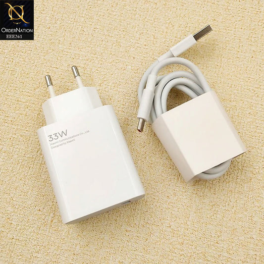 Xiaomi 33W Turbo Fast Charger with Type-C Cable – Ultra-Fast Charging - White