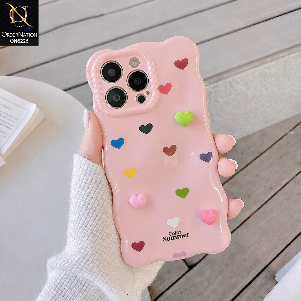 iPhone 14 Pro Max Cover - Pink - Cute 3D Heart Pattern Soft Protective Phone Case – Shockproof, Anti-Scratch, Stylish Grip Cover for Everyday Use