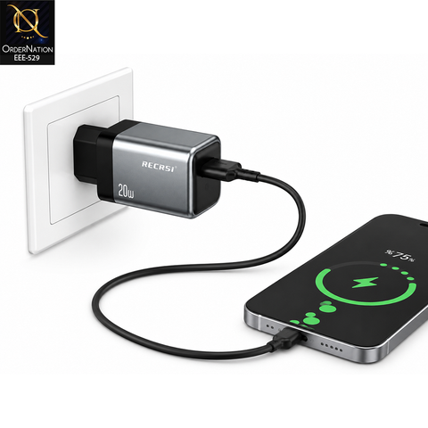RECRSI 20W USB-A Fast Charger with EU 2-Pin Plug – Model CH-FA87