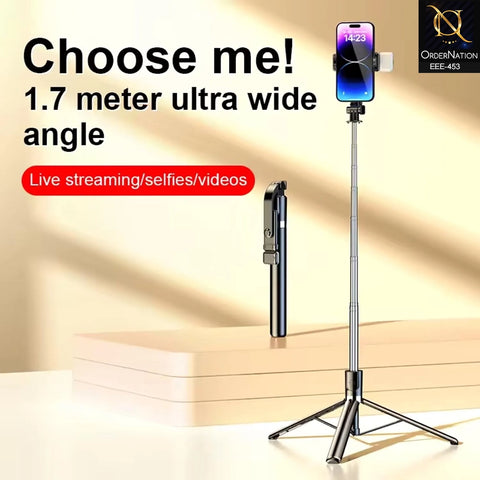 R1S-L Wireless Selfie Stick Tripod with Bluetooth Remote