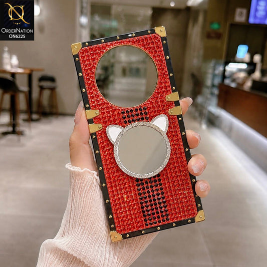 Xiaomi Redmi A3 Cover -  Red - New Glamorous Bling Phone Cover with Crystal Animal Design Ring Holder