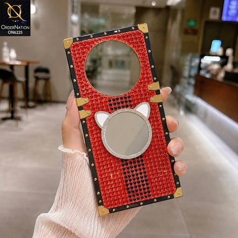 Xiaomi Redmi 14R Cover - Red - New Glamorous Bling Phone Cover with Crystal Animal Design Ring Holder