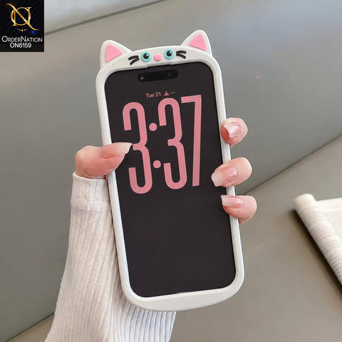 iPhone 13 Pro Max Cover - Grey - Cute Bow 3D Tail Silicone Phone Case with Ear Details