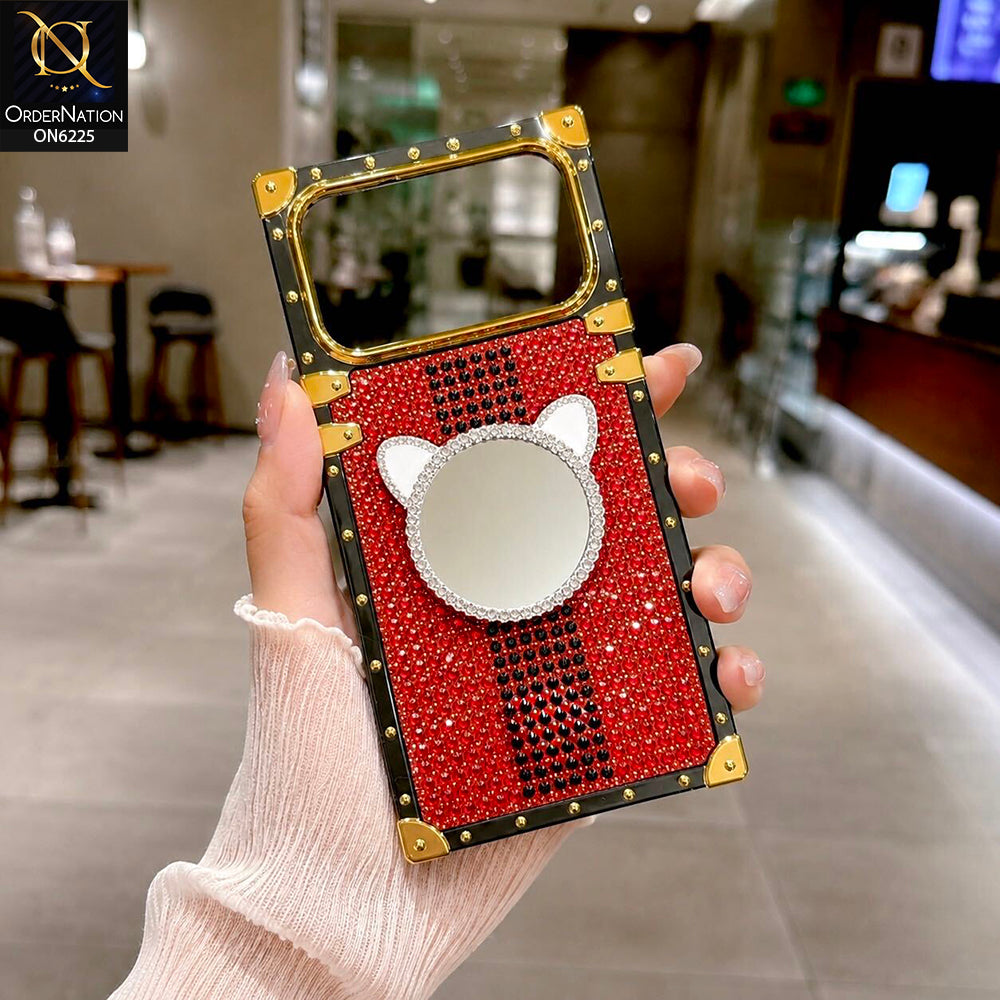 iPhone 18 Pro Max Cover -  Red - New Glamorous Bling Phone Cover with Crystal Animal Design Ring Holder