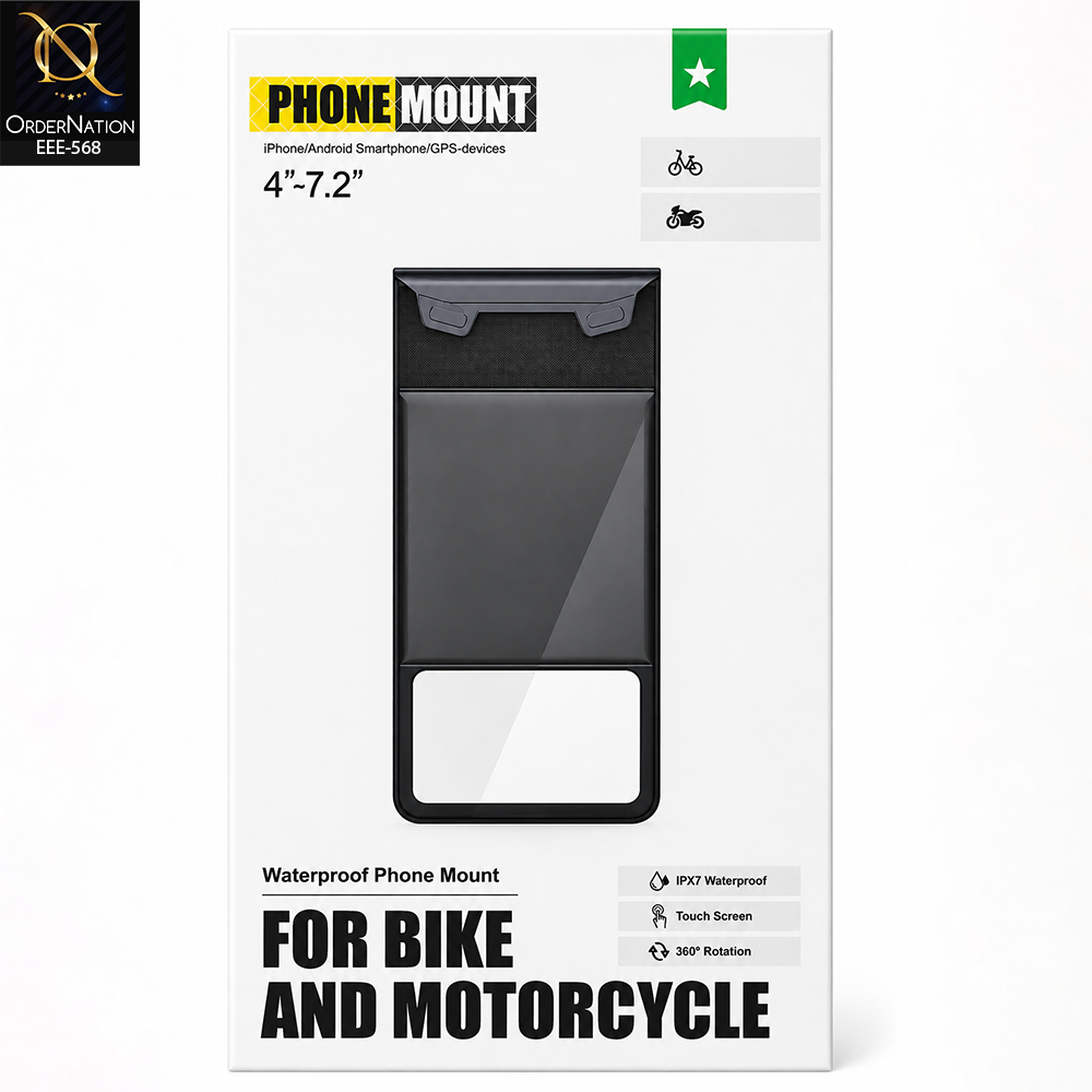 Waterproof Phone Mount for Bike & Motorcycle Universal 4–7.2 Inch Holder