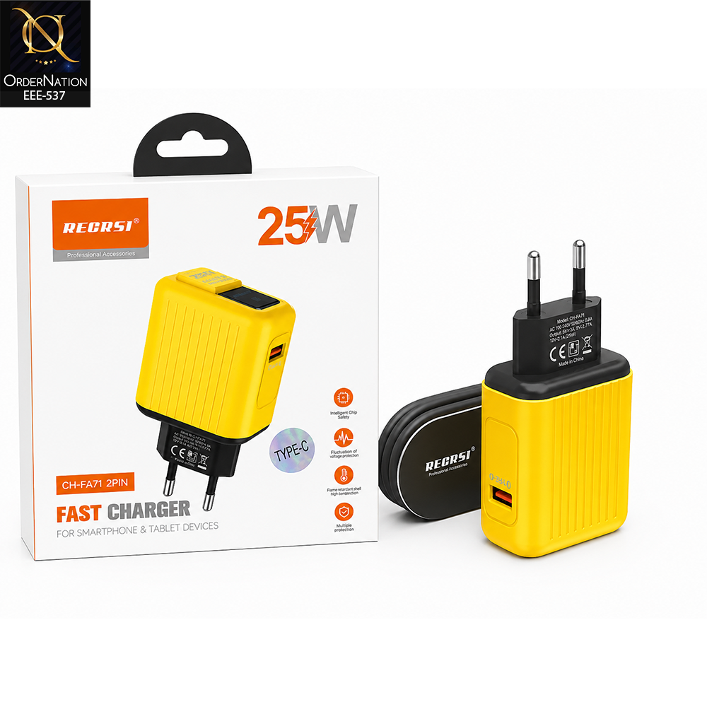 RECRSI CH-FA71 25W Fast Charger with Type-C Port for Smartphone & Tablet