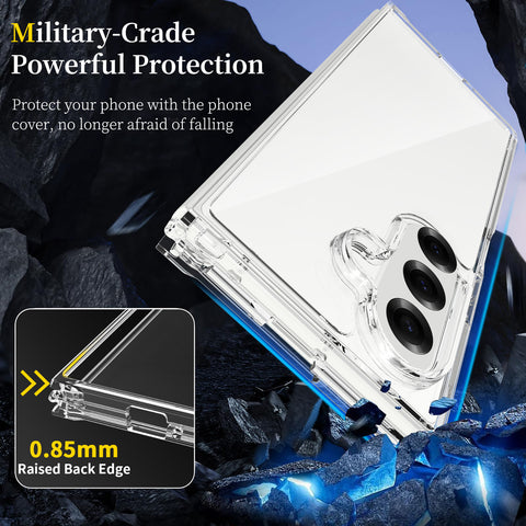 Samsung Galaxy Z Fold 7 Cover - Transparent - ONation Crystal Series - Premium Quality Clear Case No Yellowing Back With Smart Shockproof Cushions