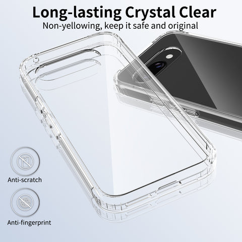 Google Pixel 9a Cover - Transparent - ONation Crystal Series - Premium Quality Clear Case No Yellowing Back With Smart Shockproof Cushions