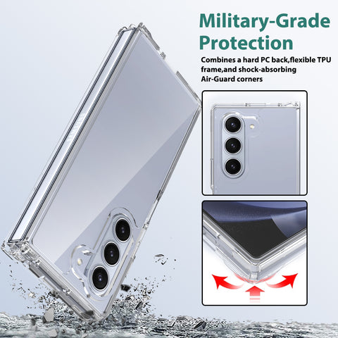 Samsung Galaxy Z Fold 6 Cover - Transparent - ONation Crystal Series - Premium Quality Clear Case No Yellowing Back With Smart Shockproof Cushions