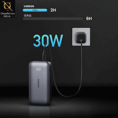 UGreen PB200 20W Two-way Fast Charging Power Bank 10000MAH Type-A And Type-C - Grey