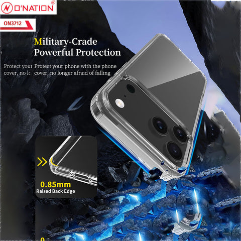 iPhone 17 Pro Max Cover - Transparent - ONation Crystal Series - Premium Quality Clear Case No Yellowing Back With Smart Shockproof Cushions