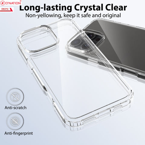 iPhone 16 Pro Max Cover - Transparent - ONation Crystal Series - Premium Quality Clear Case No Yellowing Back With Smart Shockproof Cushions