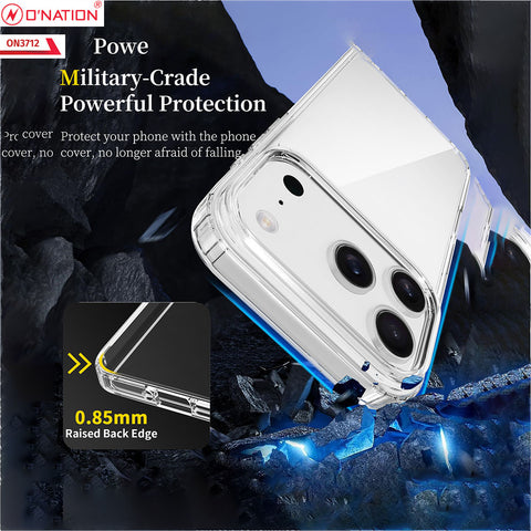 iPhone 17 Pro Cover - Transparent - ONation Crystal Series - Premium Quality Clear Case No Yellowing Back With Smart Shockproof Cushions