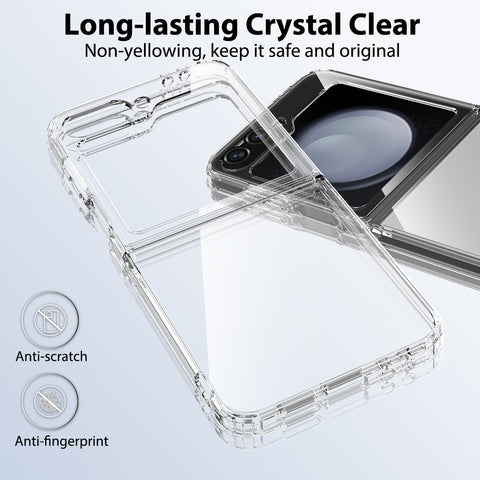 Samsung Galaxy Z Flip 6 Cover - Transparent - ONation Crystal Series - Premium Quality Clear Case No Yellowing Back With Smart Shockproof Cushions