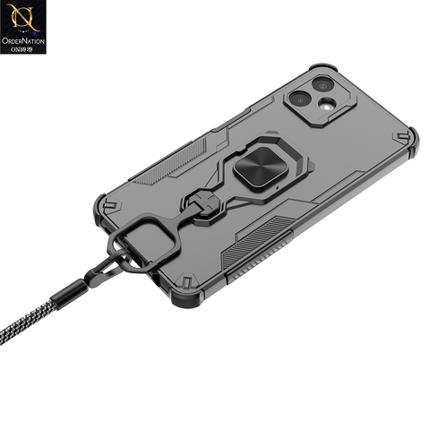 Samsung Galaxy A06 Cover - Black - New High Grade Quality Armor Case With Metal Ring And KickStand