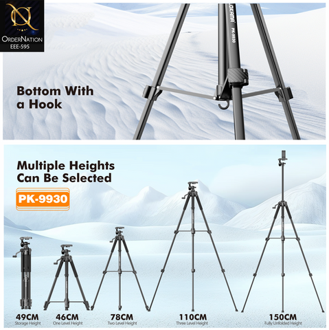 PLOKAMA PK-9930 150CM Camera Tripod Stand | Adjustable Phone Holder, Remote Control & Carry Bag for DSLR, Camcorder & Smartphone