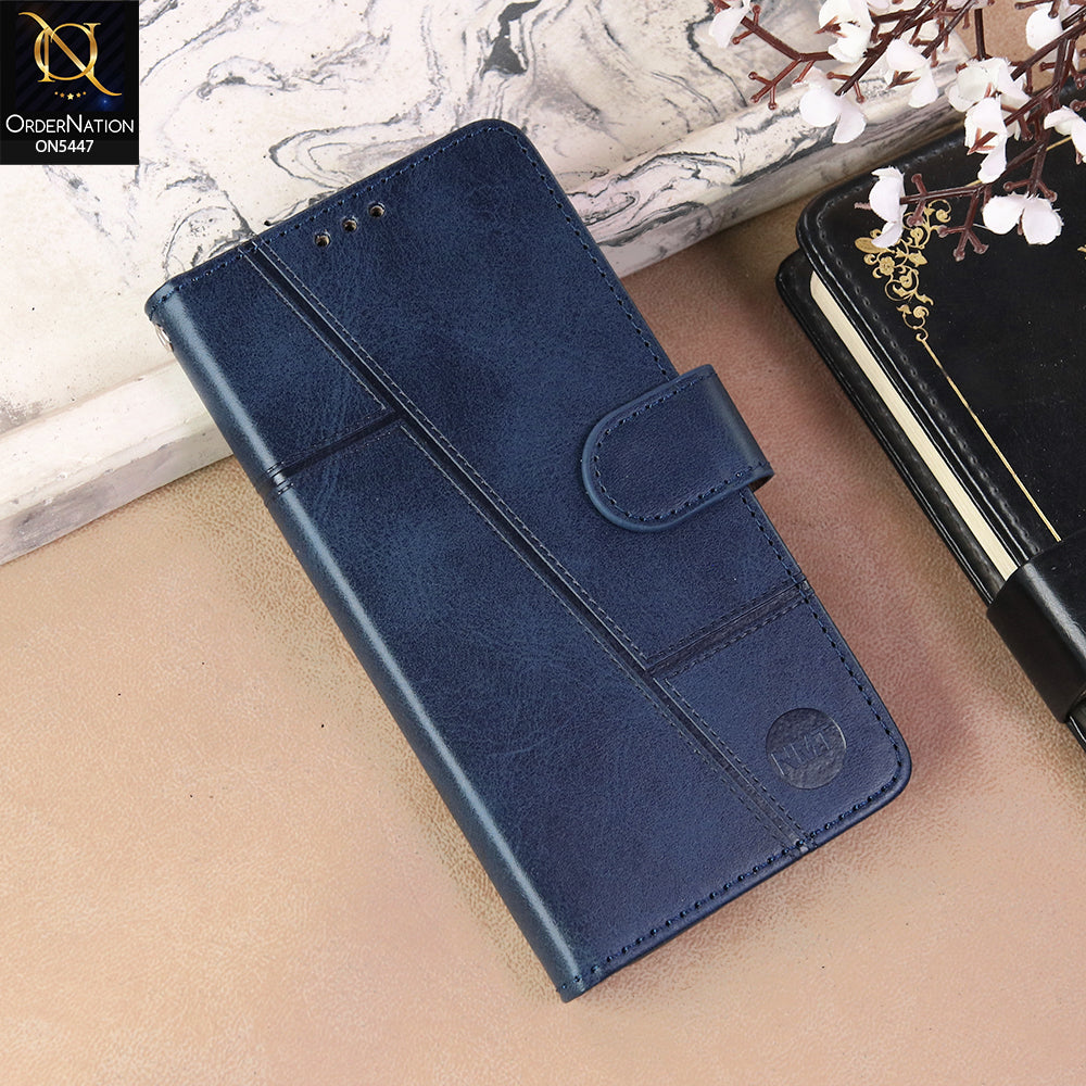 Oppo Reno 15 Pro Cover - Blue  - Premium Leather Megantic Flip Book Covers With Card Holding Option