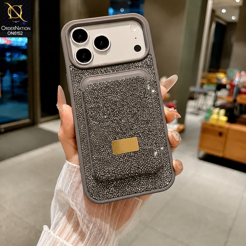 iPhone 17 Pro Max Cover - Black - Luxury Crystal MagSafe Phone Case & Card Holder Set