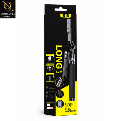 B16 1.7M (67-Inch) Selfie Stick Tripod with Wireless Remote, Adjustable Phone Holder & Stable Base