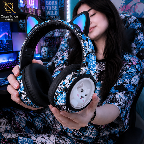 GRAFFITI AKZ37 Wireless Gaming Headset with Bluetooth V5.3, RGB LED Lights & Stereo Sound