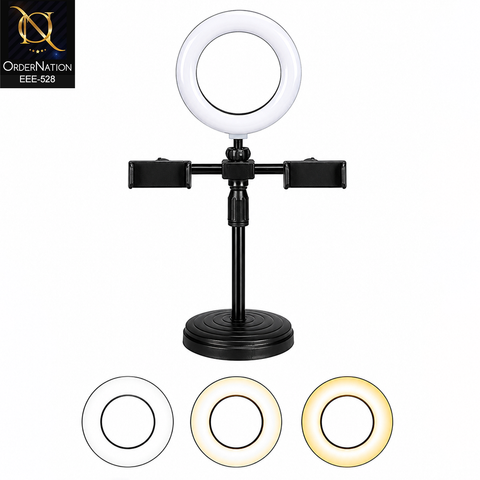 Live Series 10 Inch LED Ring Light with Mobile Phone Holder & Adjustable Table Stand – USB Powered | Live Series