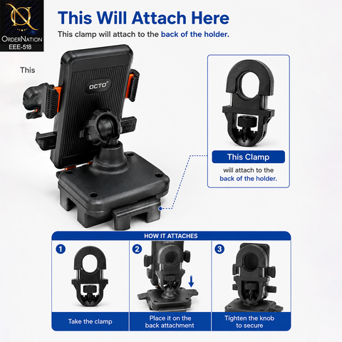 Bike Phone Holder Mount Universal Adjustable 360° Rotating with Secure Grip OCTO Grip Edge - OC-MH005 -