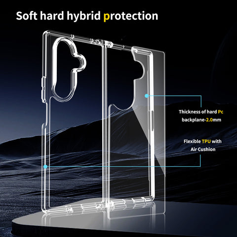 Samsung Galaxy Z Fold 7 Cover - Transparent - ONation Crystal Series - Premium Quality Clear Case No Yellowing Back With Smart Shockproof Cushions