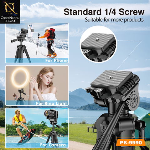 PLOKAMA PK-9990 180cm (71-Inch) Camera Tripod with 360° Head, Phone Holder & Remote Control
