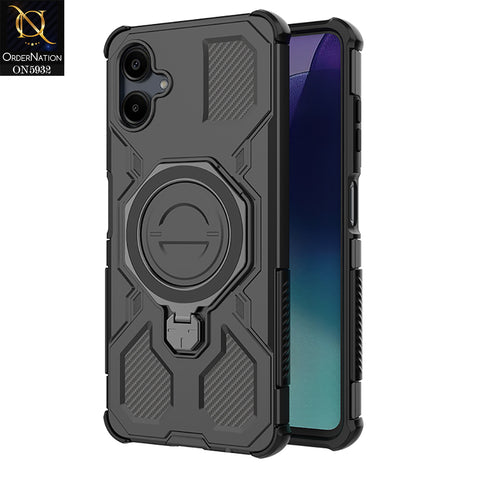 Samsung Galaxy A06 Cover - Black -  MagSafe Compatible Case with Kickstand Ring Holder TPU Shockproof