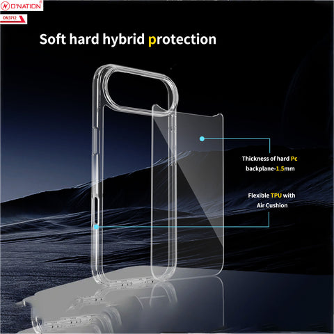 iPhone 17 Air Cover - Transparent - ONation Crystal Series - Premium Quality Clear Case No Yellowing Back With Smart Shockproof Cushions