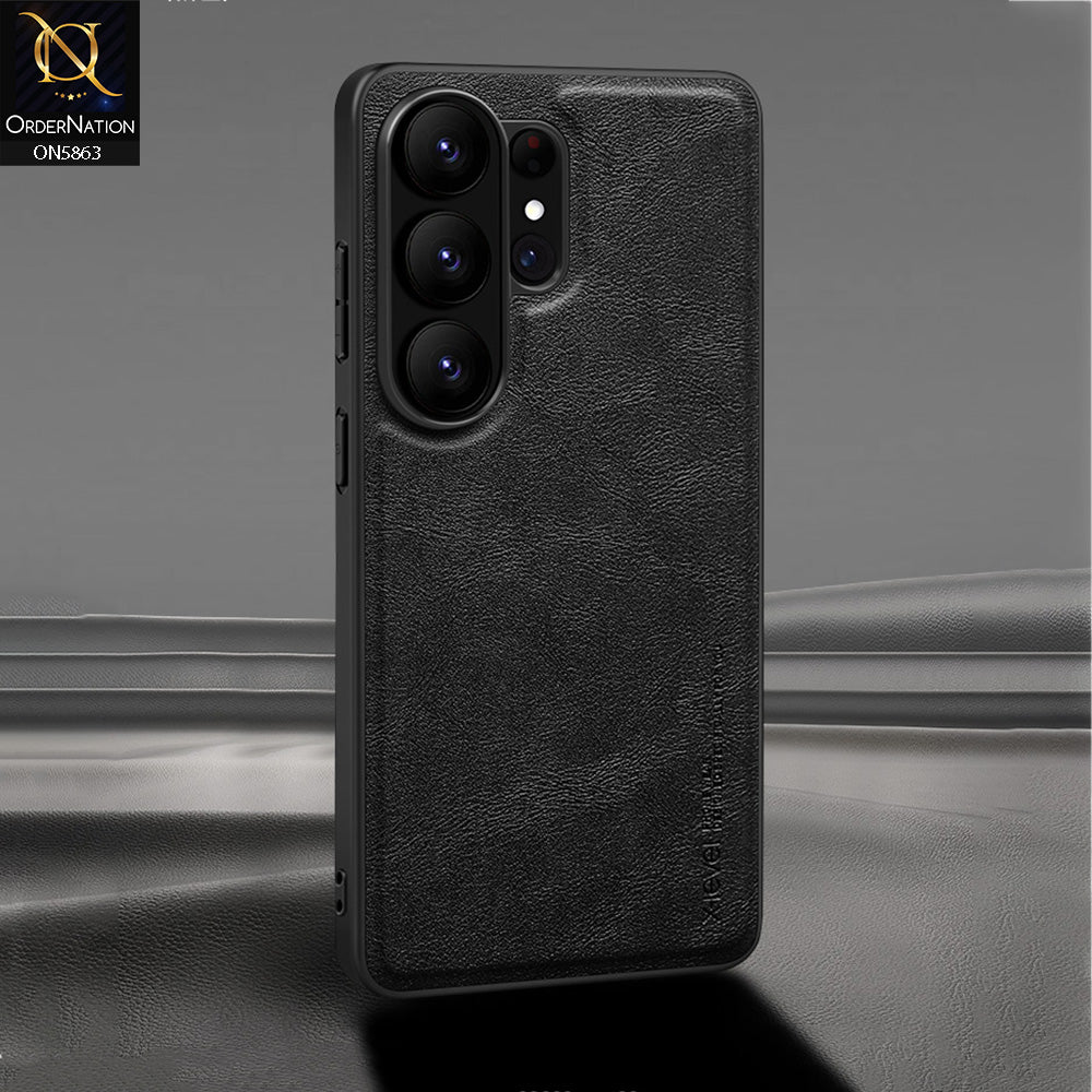 Samsung Galaxy S26 Ultra Cover - Black - New X-LEVEL- Earl III Series - Case Business Plain Leather Anti-drop Non-slip Slim Case