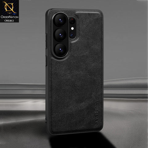 Samsung Galaxy S26 Ultra Cover - Black - New X-LEVEL- Earl III Series - Case Business Plain Leather Anti-drop Non-slip Slim Case