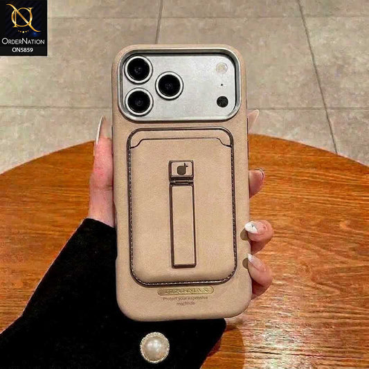 iPhone 18 Pro Max Cover - Gray - New Premium RimbMax High Quality Leather Case With Premium Quality Magnatic Card Holding Options And KickStand