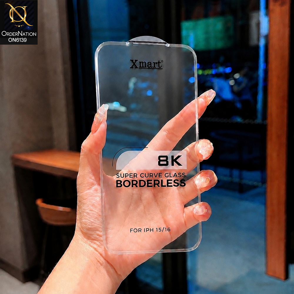 iPhone 16 Protector - Transparent - Xmart 8K Tempered Glass Anti Static Screen Protector With Curved Clear Screen Film