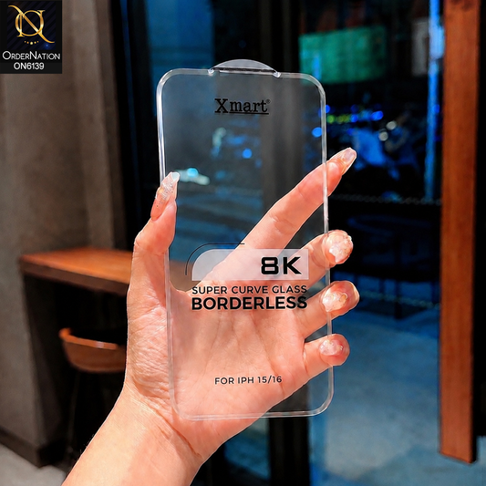 iPhone 16 Protector - Transparent - Xmart 8K Tempered Glass Anti Static Screen Protector With Curved Clear Screen Film