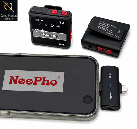 NeePho NP-56 Wireless Microphone System – Dual Microphone Set for Live Streaming, Interviews, Vlogging & Video Recording