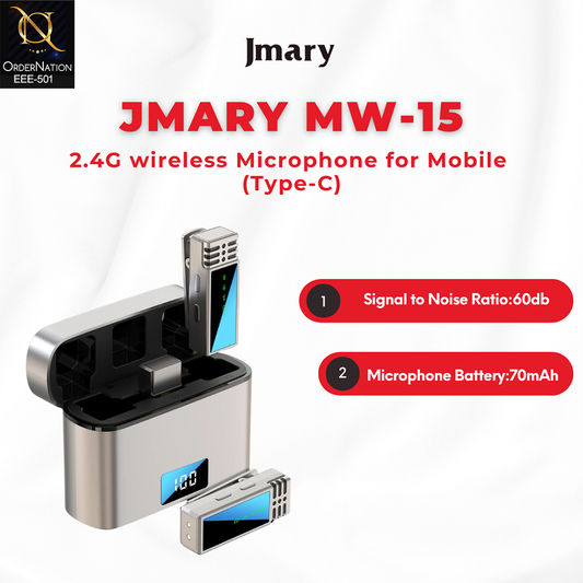 Jmary MW-15 2.4G Wireless Microphone for Mobile Type-C with 2 Years Extended Warranty